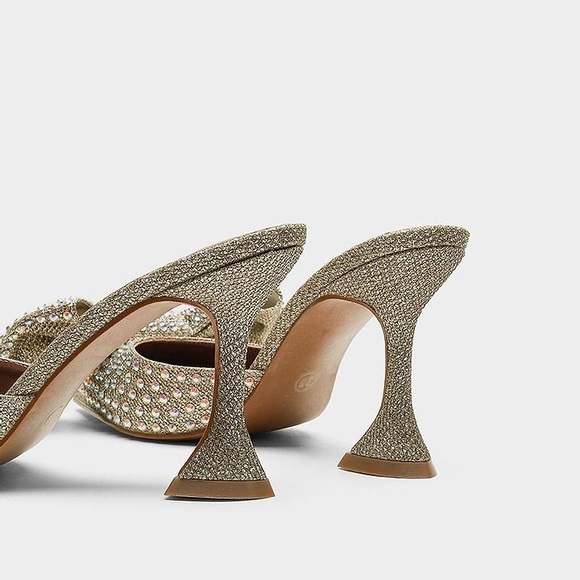 🎉Oversized Rhinestone Bow High Heel Slippers - Picture 3 of 6